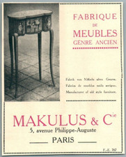 MAKULUS FURNITURE FACTORY ANTIQUE GENRE PARIS ADVERTISING 1928 ANTIQUE