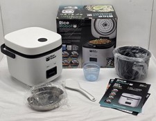 Rice Robot 4 Cup White Space Saving Rice Cooker with Ceramic Nonstick Inner Pot