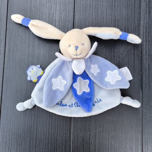 Doudou compagnie lapin bleu - doudou,