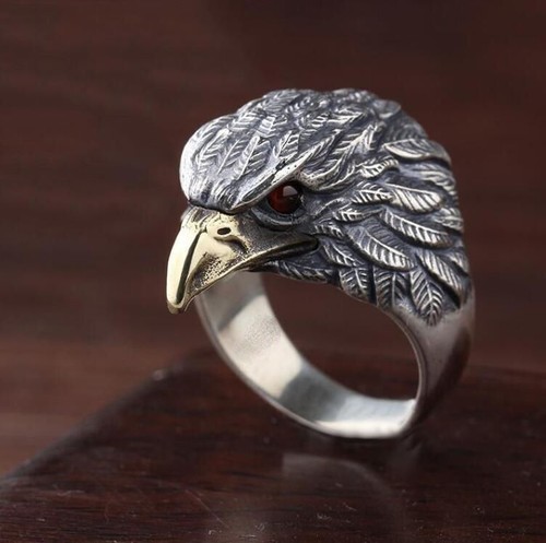 Bague tete aigle yeux rouge - tete,