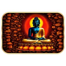 Peinture De Bouddha Méditant Avec Cadre Fin En Or À Fini Miroir Brillant