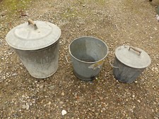 Lot de 3 anciennes bassines en zinc lessiveuse pour jardinerie pot de fleur