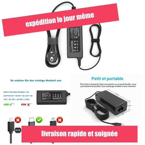 Chargeur usb 45w - 20v, pour