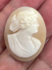 Exquisite antique or vintage signed loose Italian shell cameo 3.7 x 2.7 cm