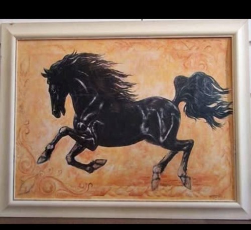Tableau fait main cheval - tableau,