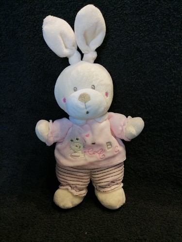 Doudou peluche lapin écru