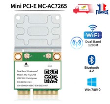 Carte Wifi Mini PCI-E 802.11AC 1200 Mb/s, 2.4/5GHz, Bluetooth 4.2, Double Bande