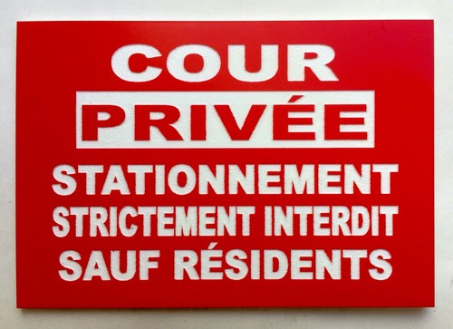 Plaque panneau cour - plaque,