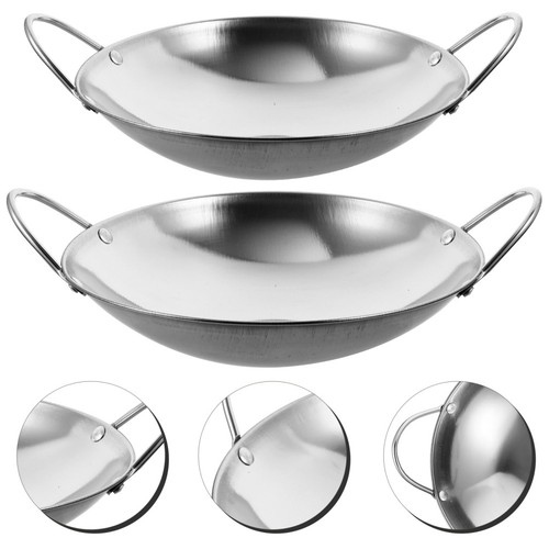 Silver stainless steel wok - silver,