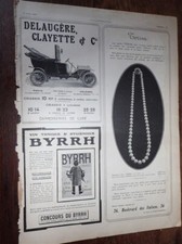 DELAUGERE CLAYETTE  + perles TERISA + BYRRH publicité papier ILLUSTRATION 1909