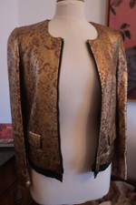 Blouson cuir doré impression