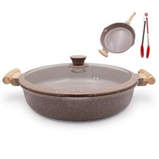 2 en 1 Poêle à Frire Céramique de 32 cm avec Couvercle Revêtement Céramique A...