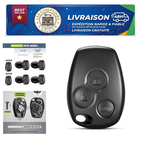 Coque clé renault boutons - 3,