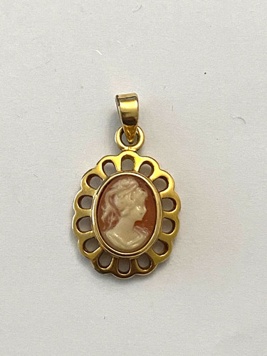 Pendentif plaqué camée - or,