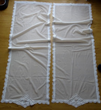 Paire rideaux , tulle et broderie anglaise ,152 x 52 cm