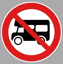 STICKER PROHIBITED CAMPING CAR VAN STOP PROHIBITION STICKER CAM220