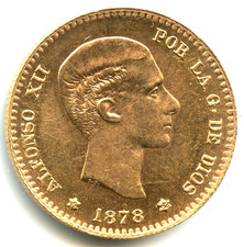 Espagne 10 pesetas OR Alfonso