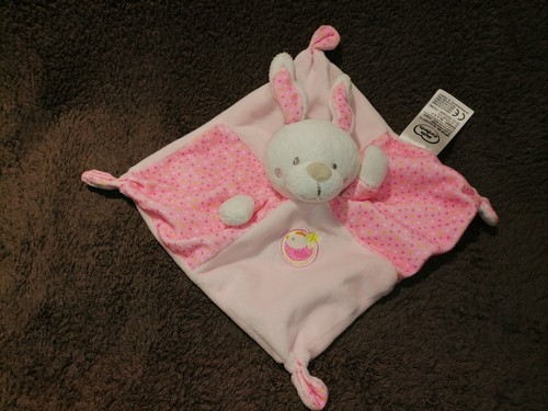Doudou lapin plat rose - , pois