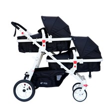 POUSSETTE DOUBLE/GEMELLAIRE 2en1 NOIRE ET BLANCHE POUR DEUX FRÈRES – STROLLER