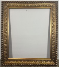 Cadre ancien 10F Art déco doré à décors de tresses Feuillure: 55,5 x 46,5 cm