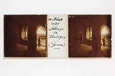 Abbey of Pontigny Yonne France Stereo Glass Plate 1925