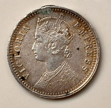 India 1/4 Rupee 1882 C British India Victoria 1837-1901 Silver RARE