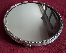 Ancien Plateau avec Miroir Centre de Table en Métal Argenté ART DECO