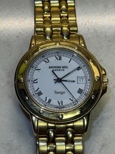 Raymond Weil Tango Gold Wrist Watch White Face 5560 Geneve Swiss Made 35mm Case
