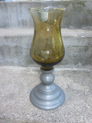 Bougeoir étain verre - en,