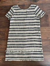 Zara Cap Sleeve Shift Sack Dress/Mini/Tunic Round Neck V-Back Tweed Weave S10/12