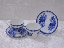 2 X Antique Art Nouveau Design Porcelaine Tasse + Ut Vintage Um 1900 - Bleu