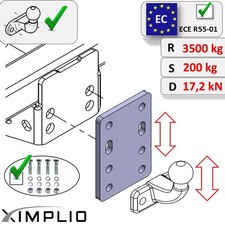 Plaque de rehausse boule d'attelage 90mm (Réglable de hauteur) 4x45 mm + Boulons