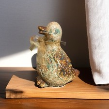 Vintage Pottery, Heavy Crackle Style Finish, French Athezza Duckling Duck