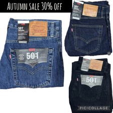 Levis® 501 Mens Denim Jeans Original Fit bottoms Straight Leg Pants Jean Black