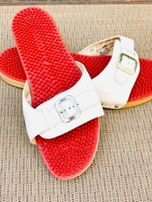 NWOT Berkemann Acupressure SANDAL White Leather Wood NAP 0107-100-2057 Size 9.5