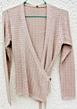 Gilet tricot dentelle beige