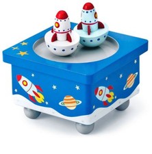 Mousehouse Gifts - Boîte à musique pour garçon - en bois/motif fusée