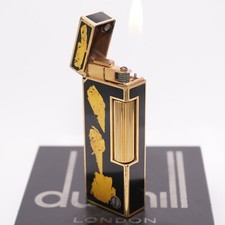 Briquet Dunhill or/noir_ avec feuille d'or_nettoyé par ultrasons_fonctionnement
