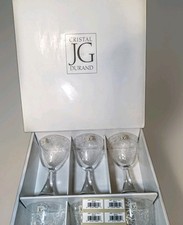 Rare "TAFFETA" JG Durand Cristal Box Set Of 6 France Wine Glasses Unused 5.3/4in