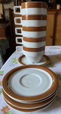 Vintage Phillivuyt Porcelain Coffee Bar Chocolate Cups & Saucers