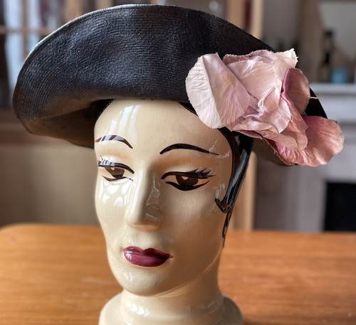 Chapeau vintage capeline noire - chapeau,
