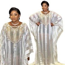 Women African Dresses Traditional Rhinestone Boubou Dashiki Robe Gown Outfits