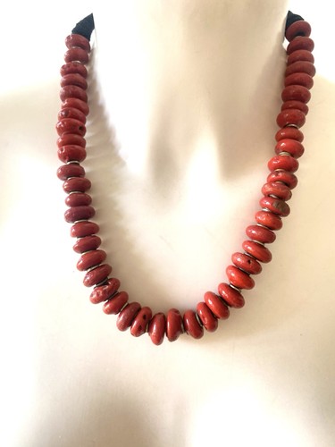 Collier perles pierre rouge - pierre,