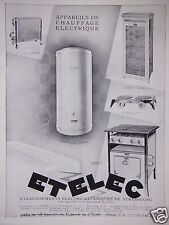 ADVERTISEMENT 1930 ETELEC ELECTRIC HEATERS - ADVERTISING