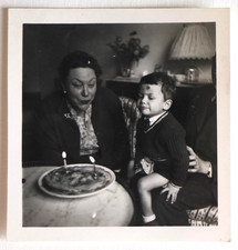 Birthday, Cake, Candle Blow, 2 Years - Vintage Snapshot Photo