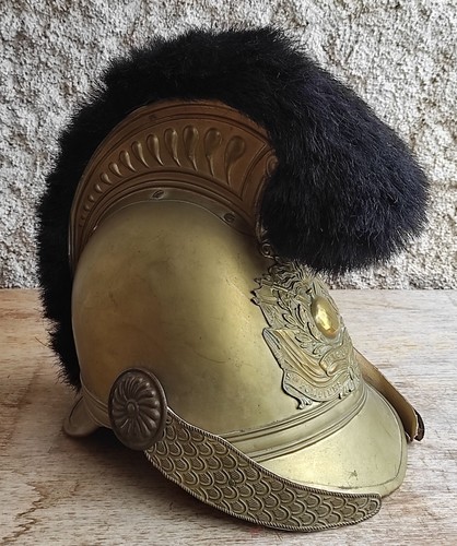 Ancien casque pompier 19e - ancien, à