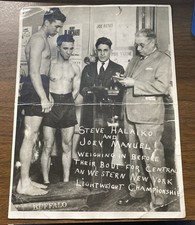 RARE 1929 Antique Boxing Photo Steve Halaiko vs Joey Manuel Buffalo Rochester