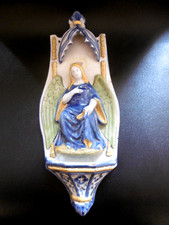 ANTIQUE POLYCHROME Earthenware Angel Benedictine