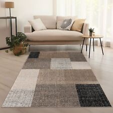 Tapis Pour Salon À Carreaux Moderne Brun Beige Crème Chiné