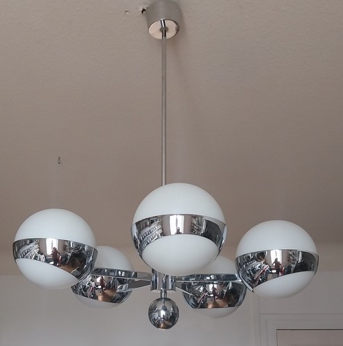 Lustre chrome globe opaline - lustre,